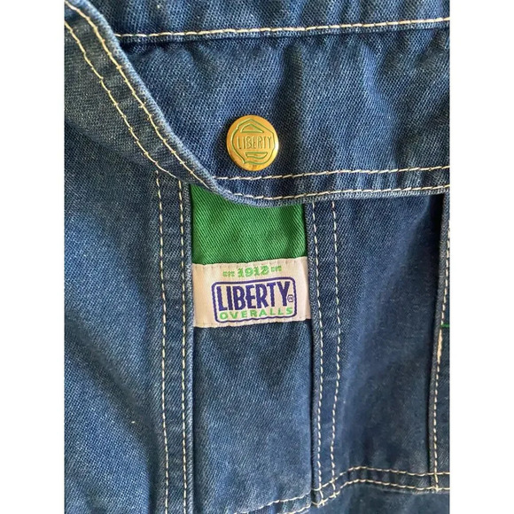 Liberty Women's Blue Medium Washed Denim Bib Overalls Size 38 - Picture 5 of 5